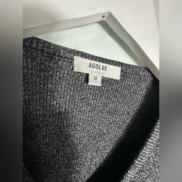 AGOLDE Tavi Mélange Rib Knit  V Neck Sexy  Bodysuit Size Medium - Picture 5 of 13